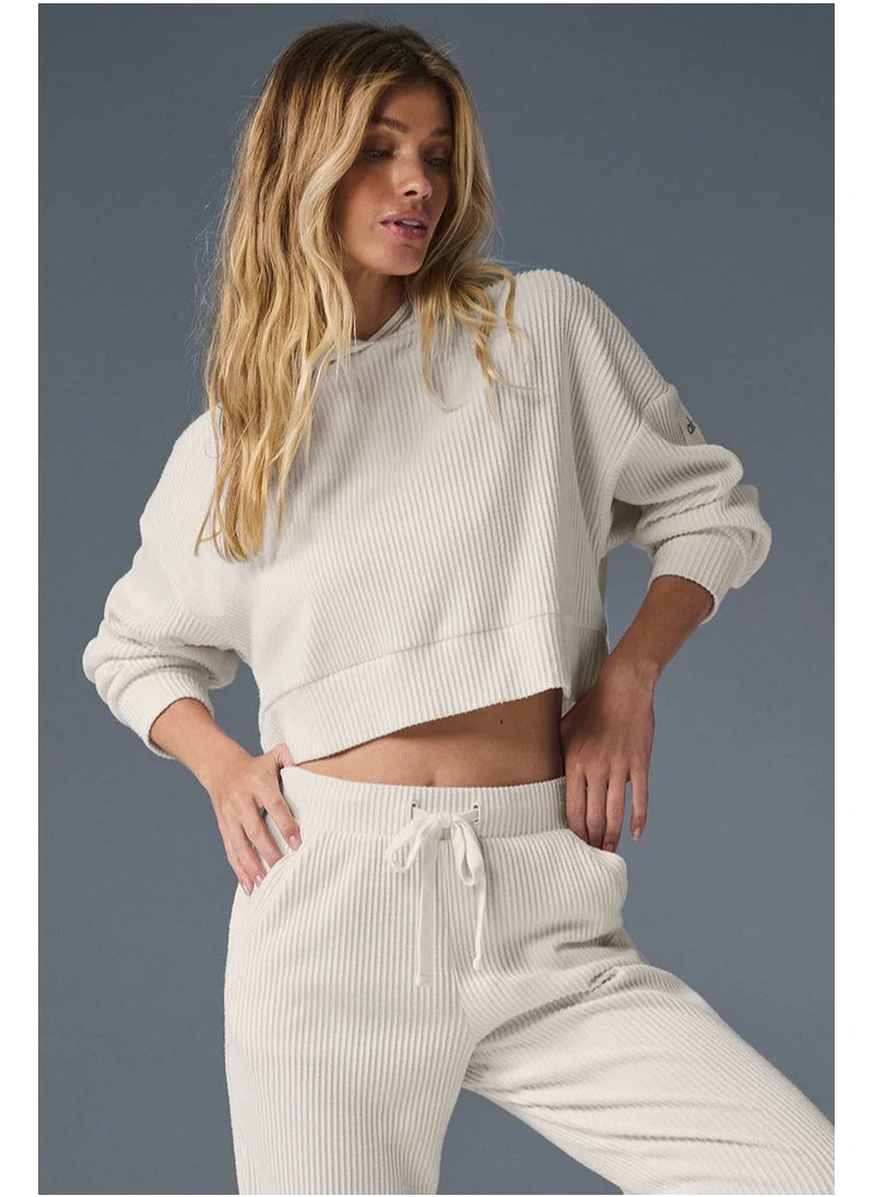 alo - alo Yoga Set MUSE Sports Set Loose Casual hoodie Sports two-piece set hidden white - Image 1