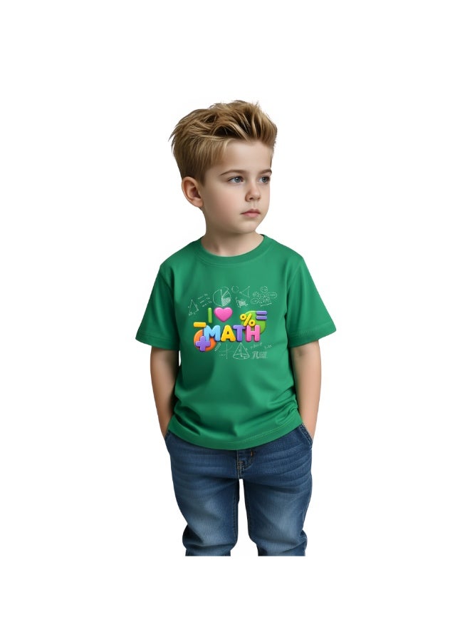 برينت شوب فور مي تيشيرت للأطفال بمناسبة يوم الرياضيات | تيشيرت مطبوع عليه أرقام وكسور، تيشيرت بأكمام قصيرة مزين برموز رياضية ملونة - Image 3