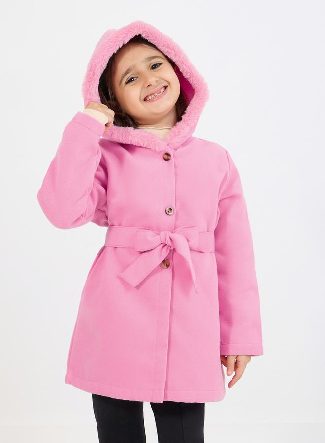 Styli Light Weight Fuzzy Trim Hooded Coat  - Image 2