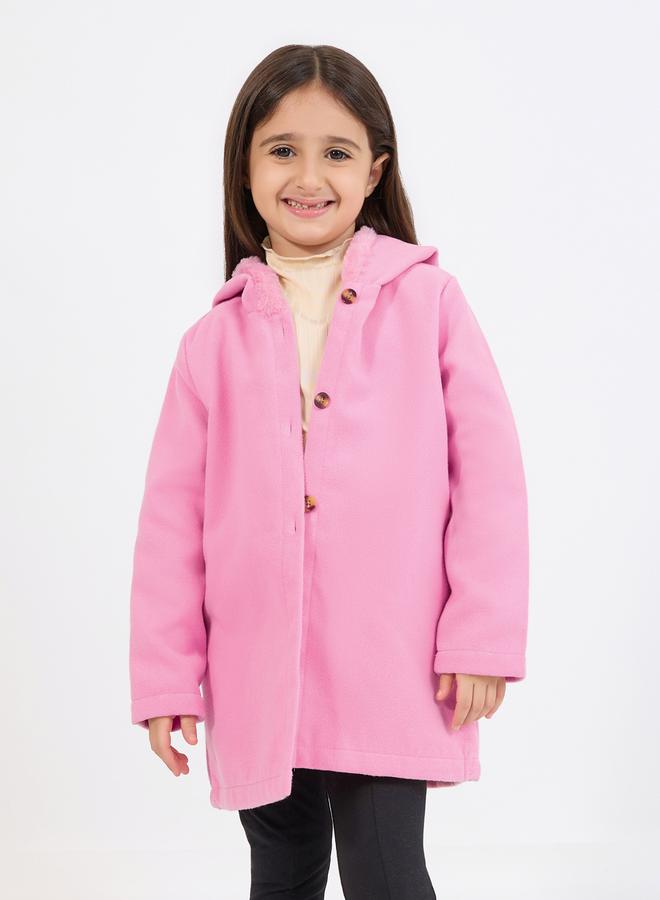 Styli Light Weight Fuzzy Trim Hooded Coat  - Image 3