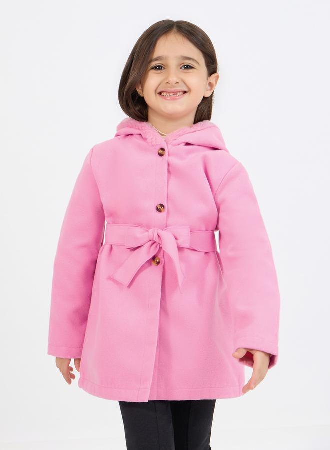 Styli Light Weight Fuzzy Trim Hooded Coat  - Image 1