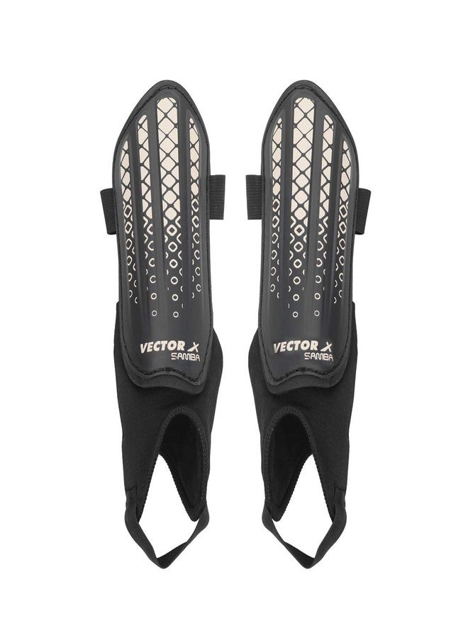 Vector X Samba Shinguard with Ankle Adjustable | Training and Practice | for Girls and Boys | (Junior, Black-White) - Image 3