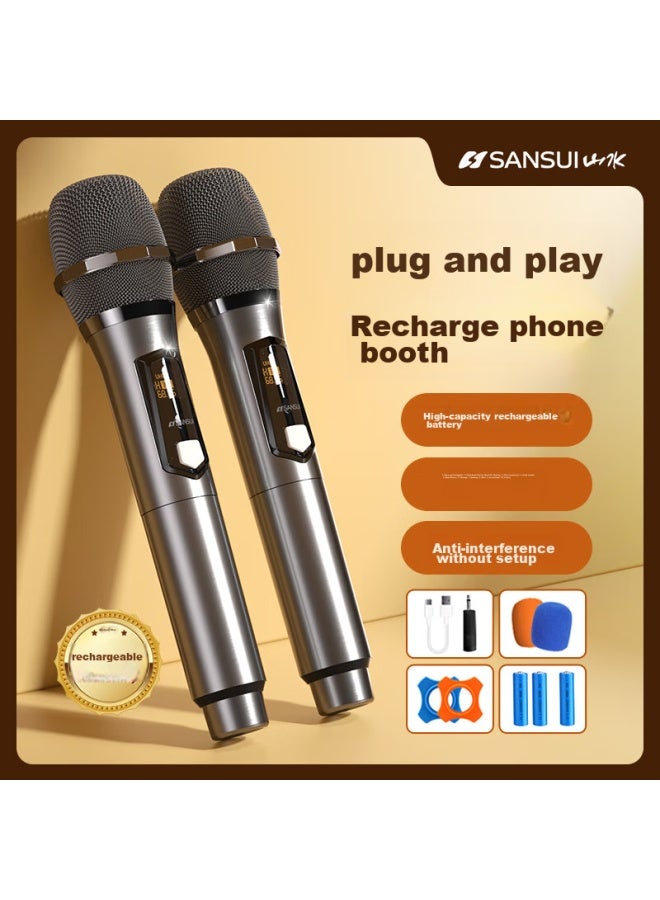 Sansui Rechargeable Wireless Universal Microphone For Stage, Professional, Home Use, Ktv, Singing, Speech, Meetings, Outdoor, Car Audio, Universal U7 Black One-to - Image 5