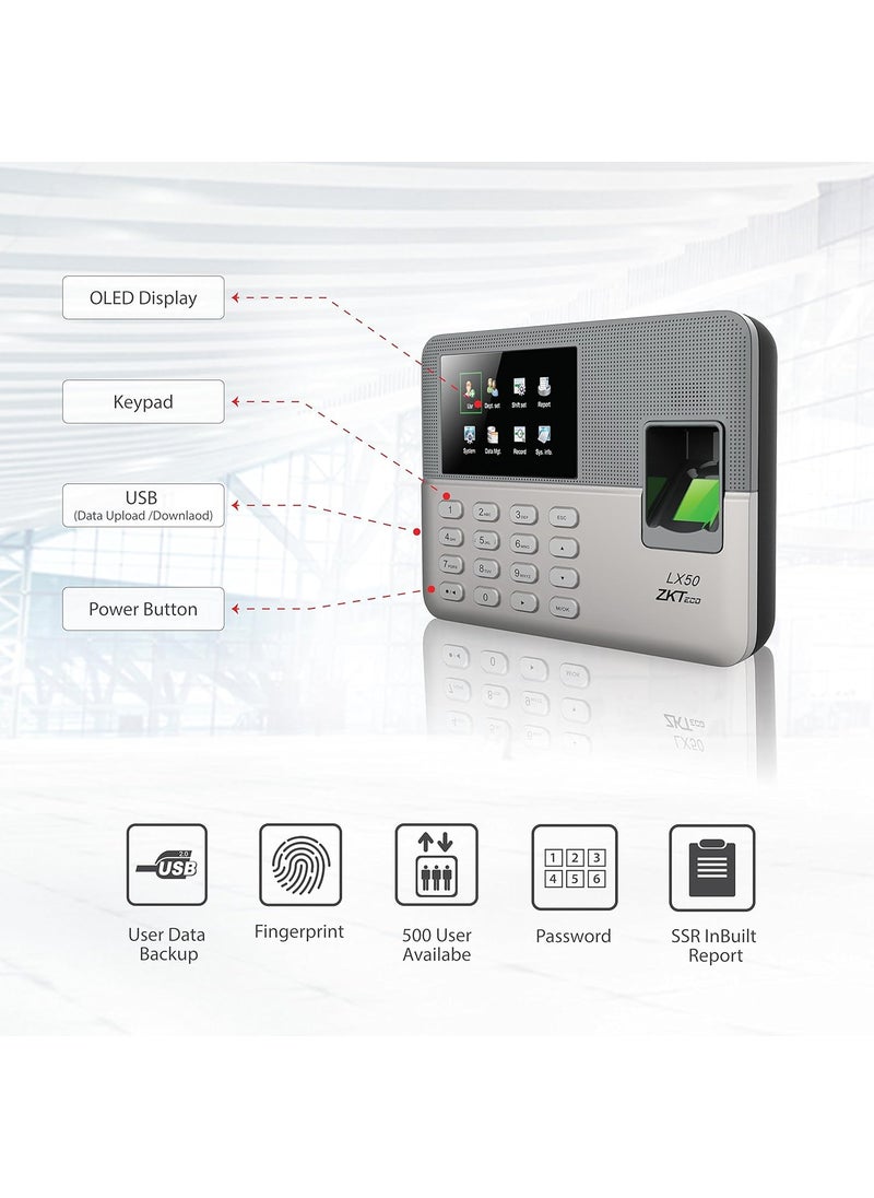 ZKTeco ZKTeco Biometric Fingerprint Time Attendance Clock Employee Checkingin Recorder with Buildin SSR Excel Software Silver  - Image 4