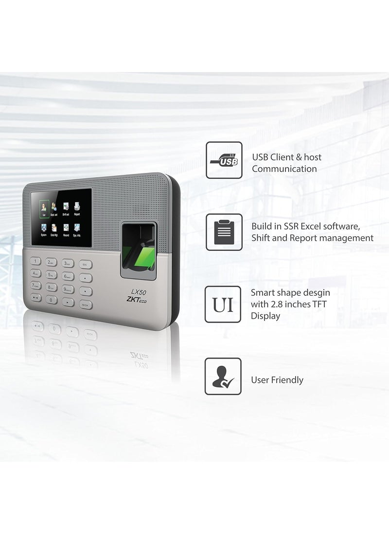 ZKTeco ZKTeco Biometric Fingerprint Time Attendance Clock Employee Checkingin Recorder with Buildin SSR Excel Software Silver  - Image 2