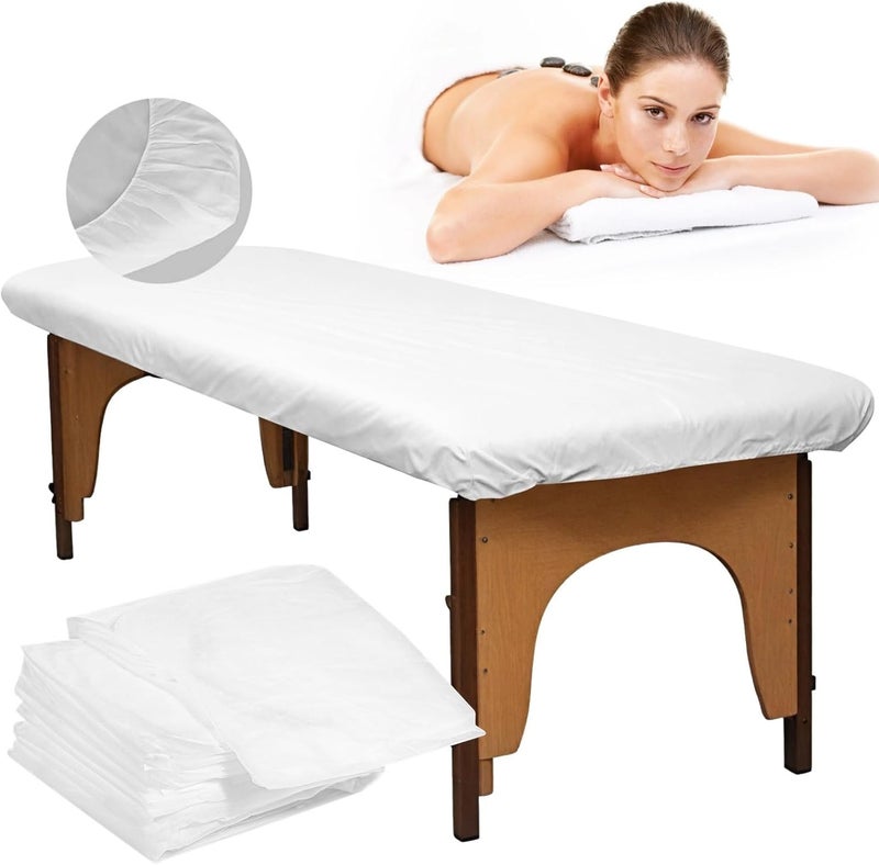 10 Disposable Fitted Massage Bed Sheets, 43.3 X 82.7 Non-Woven Fabric, Elastic Cover for Spa, Beauty Salons & Hotels - Image 4
