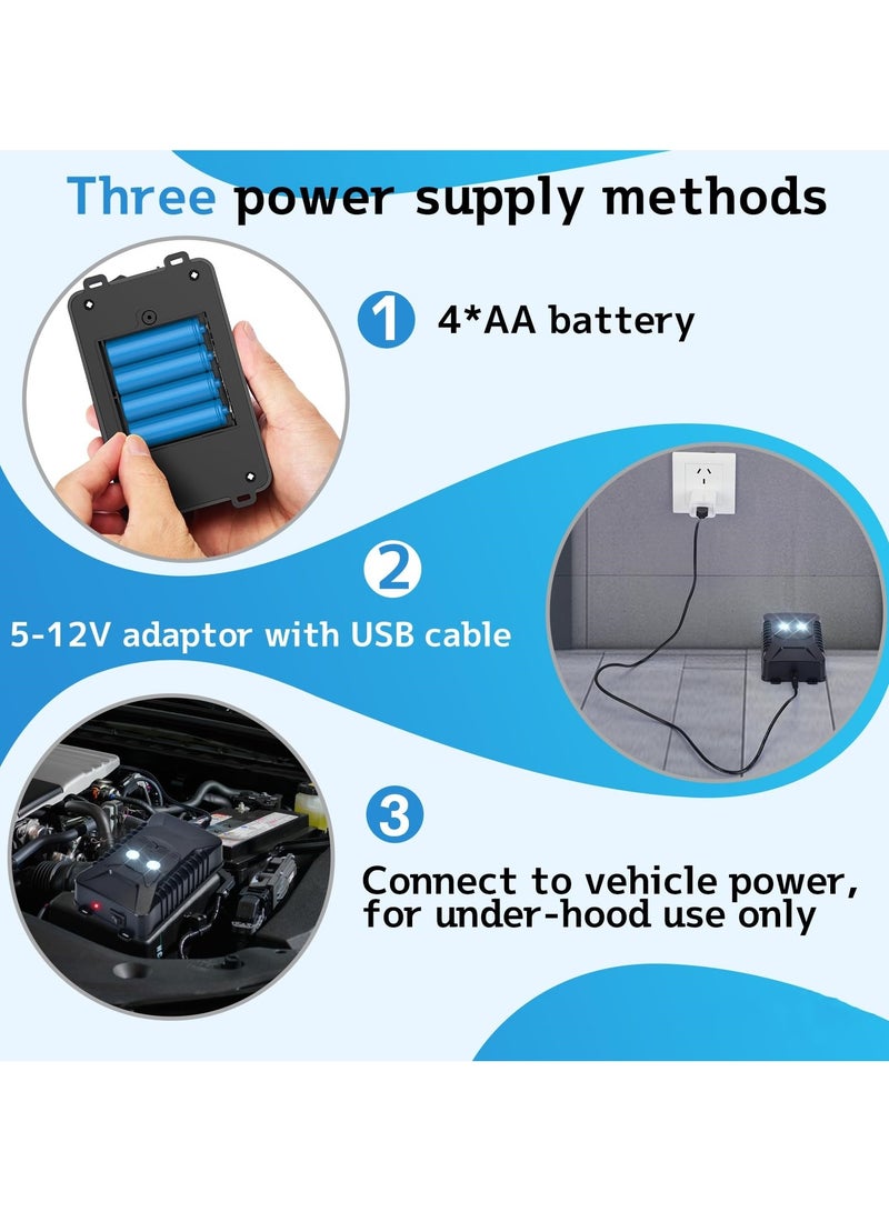 Loquat Rodent Repeller Car Under Hood, 2 Pack Ultrasonic Mouse Repellent with Strobe Light, Plug-in Battery Powered Keep Mice Away from Cars Engines, Outdoors, Room, Indoors - Image 3
