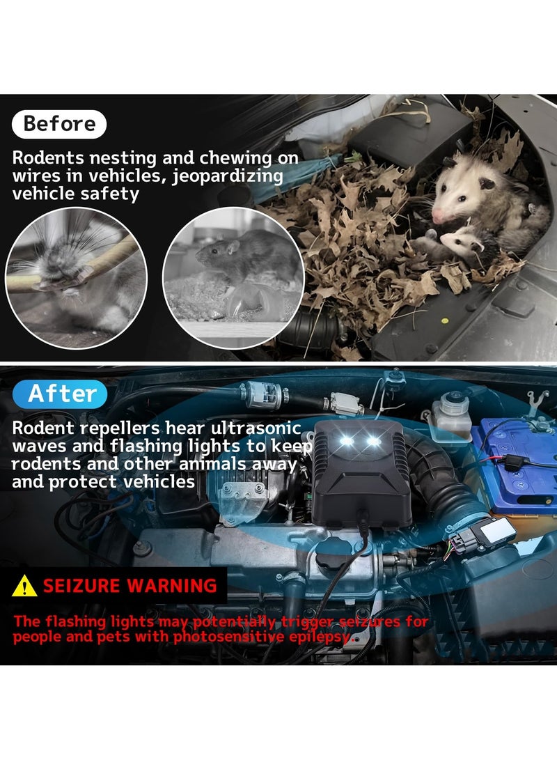 Loquat Rodent Repeller Car Under Hood, 2 Pack Ultrasonic Mouse Repellent with Strobe Light, Plug-in Battery Powered Keep Mice Away from Cars Engines, Outdoors, Room, Indoors - Image 4