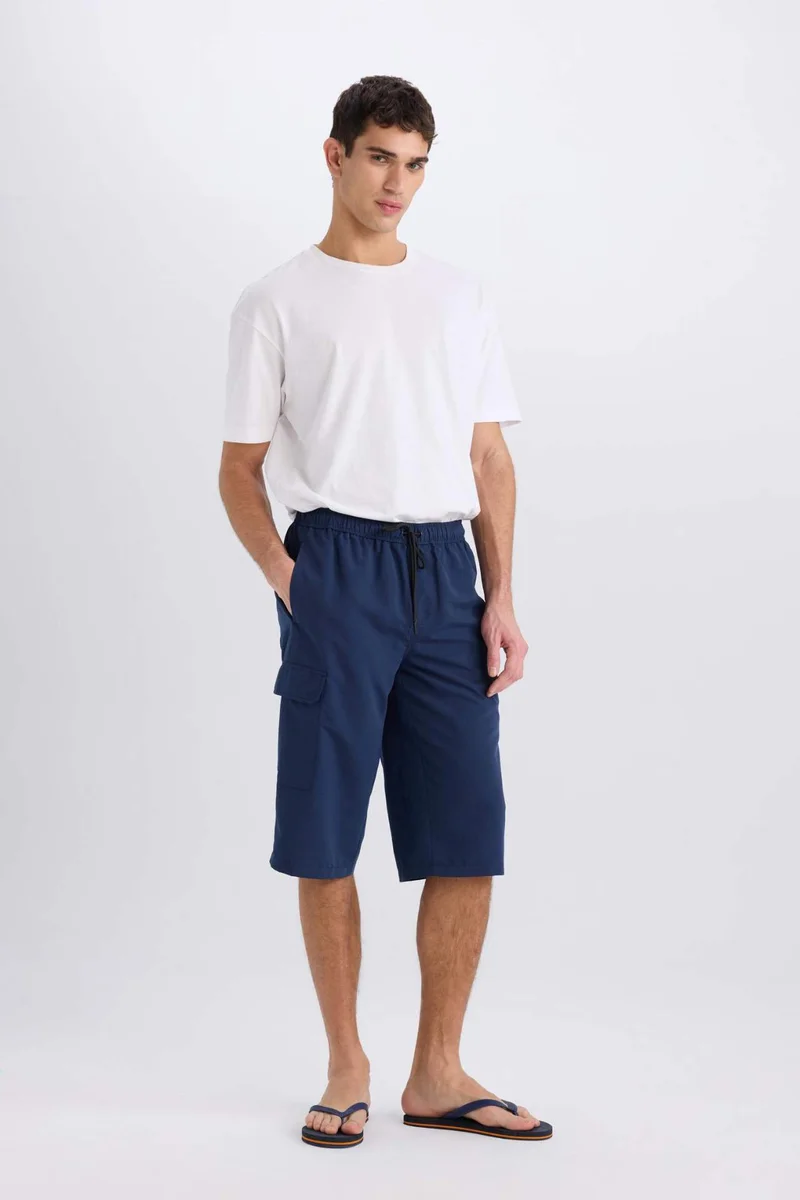 ديفاكتو Long Fit Mesh Lined Long Swim Shorts