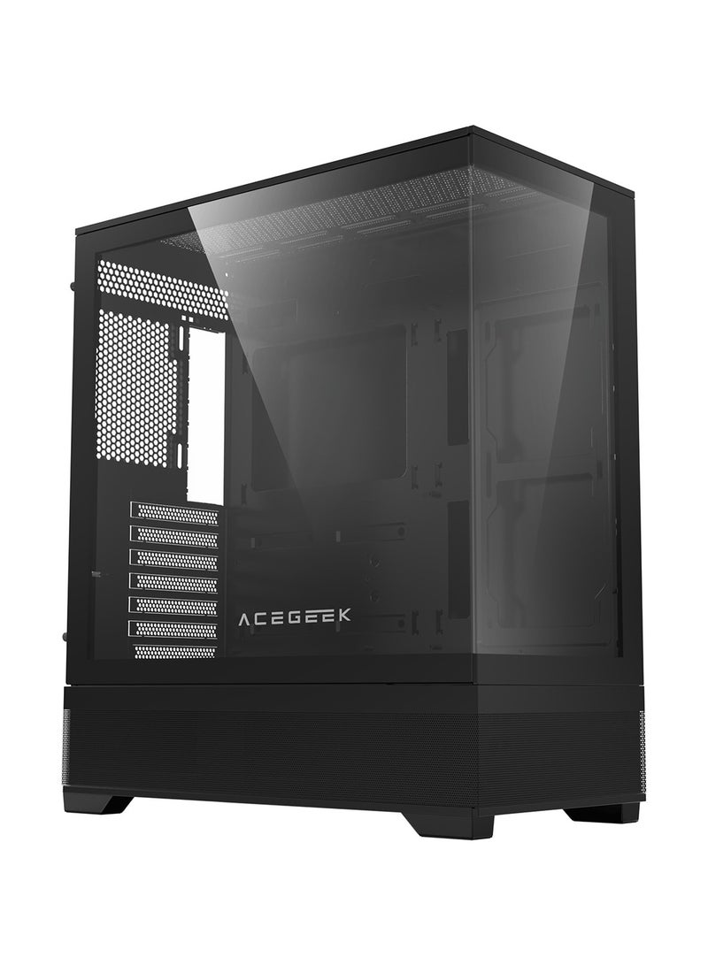 أسيجيك‎ علبة حاسوب Cruiser L460، مبرد حتى 360 مم و9 مراوح، زجاج مقسّى 0.7 مم ومادة SPCC، منافذ USB 3.0، USB 2.0، Type-C، منافذ إدخال/إخراج صوت عالي الدقة، أسود | AG-CRUISER-L460-BK - Image 2