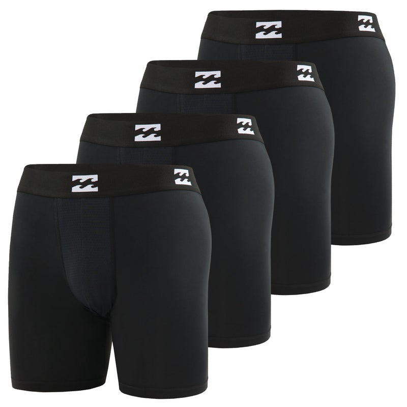 Billabong Mens Boxer Briefs 4 Pack Long Leg Performance Compression Shorts Mens Underwear 7.5â€ Inseam - Image 1