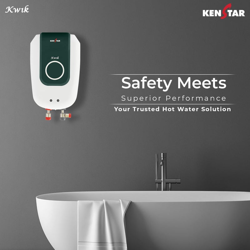 KENSTAR Kenstar Kwik 3 Litre 3KW IWH Instant Water Heater Geyser White Royal Green  - Image 5