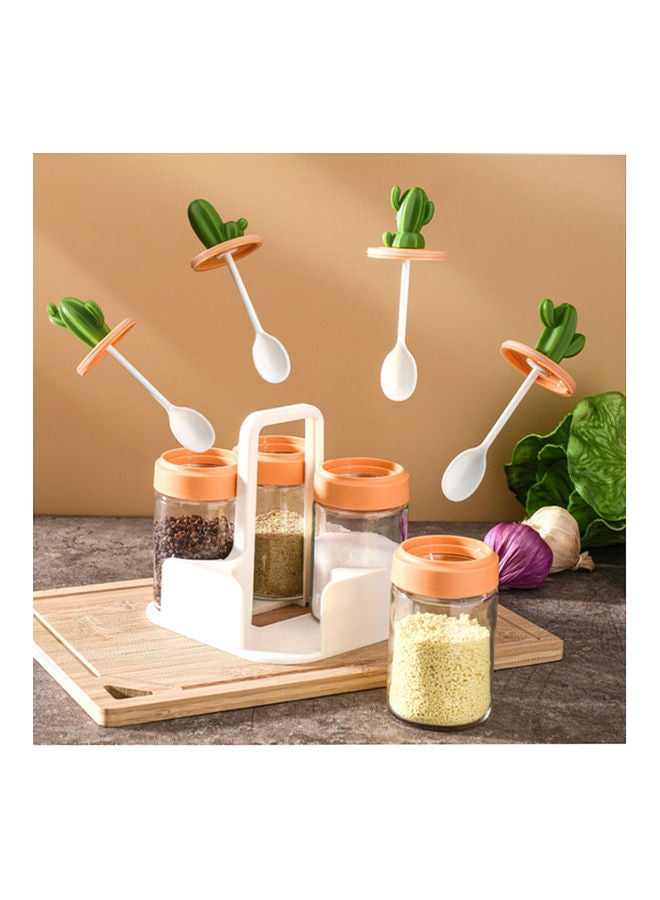Arabest 5-Piece Glass Cactus Spice Jar Multicolour 14.5x15.5x15.5cm - Image 3