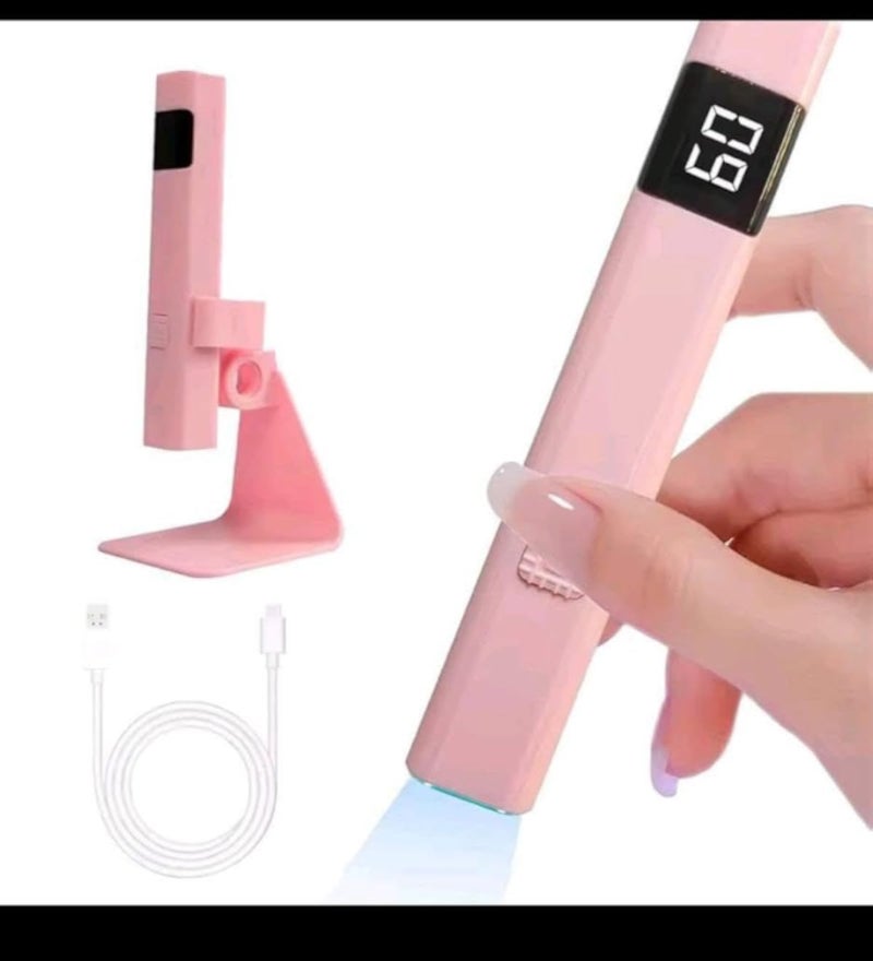 مصباح أظافر صغير محمول بشاشة LED - مجفف أظافر قابل لإعادة الشحن عبر منفذ USB لطلاء الجل، ضوء UV محمول باليد للتجفيف السريع، أداة مانيكير صغيرة الحجم مناسبة للسفر للاستخدام المنزلي والصالونات
