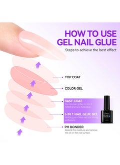 gelike ec Gelike EC Gel Nail Glue UV Light: 6 in 1 Adhesive Gel Nail Polish, Strong Nail Glue For Press On Nails Nails Acrylic Tips, Long Last Gel x Nail Kit Blooming Gel Girl Gift for Home Salon Beginner DIY  - Image 3
