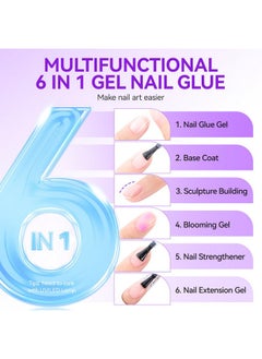 gelike ec Gelike EC Gel Nail Glue UV Light: 6 in 1 Adhesive Gel Nail Polish, Strong Nail Glue For Press On Nails Nails Acrylic Tips, Long Last Gel x Nail Kit Blooming Gel Girl Gift for Home Salon Beginner DIY  - Image 4