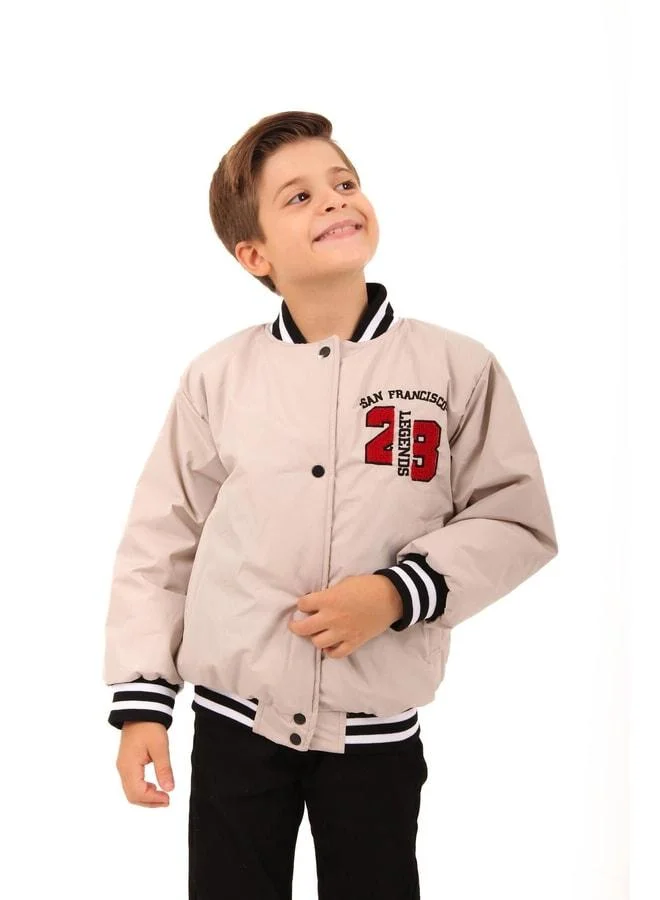 بيرندي سترة بومبر للولد 28 تطريزة بالبيج