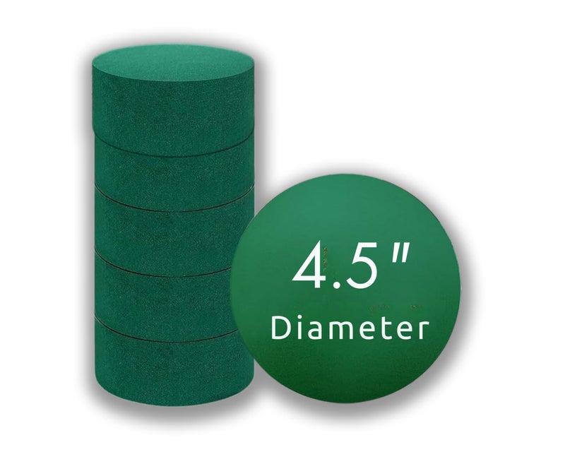 FLOFARE Pack of 6 FLOFARE Round Floral Foam Blocks for Fresh and Artificial Flowers, Each (4.5" X 1.5"), Dry & Wet Green Flower Foam for Flower Arrangements & Flo - Image 1