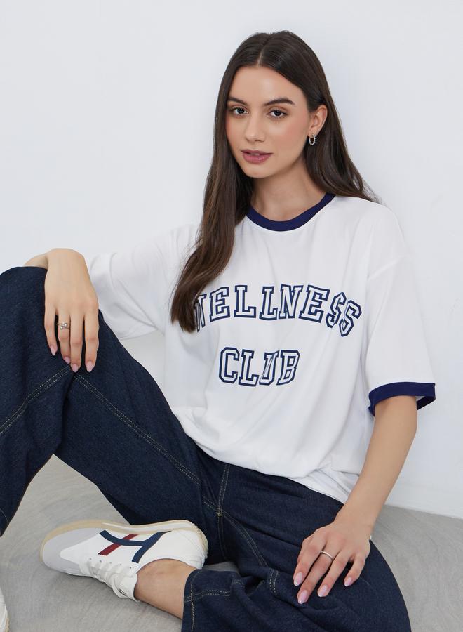 Take Two Slogan Print Oversized T-Shirt - Image 1