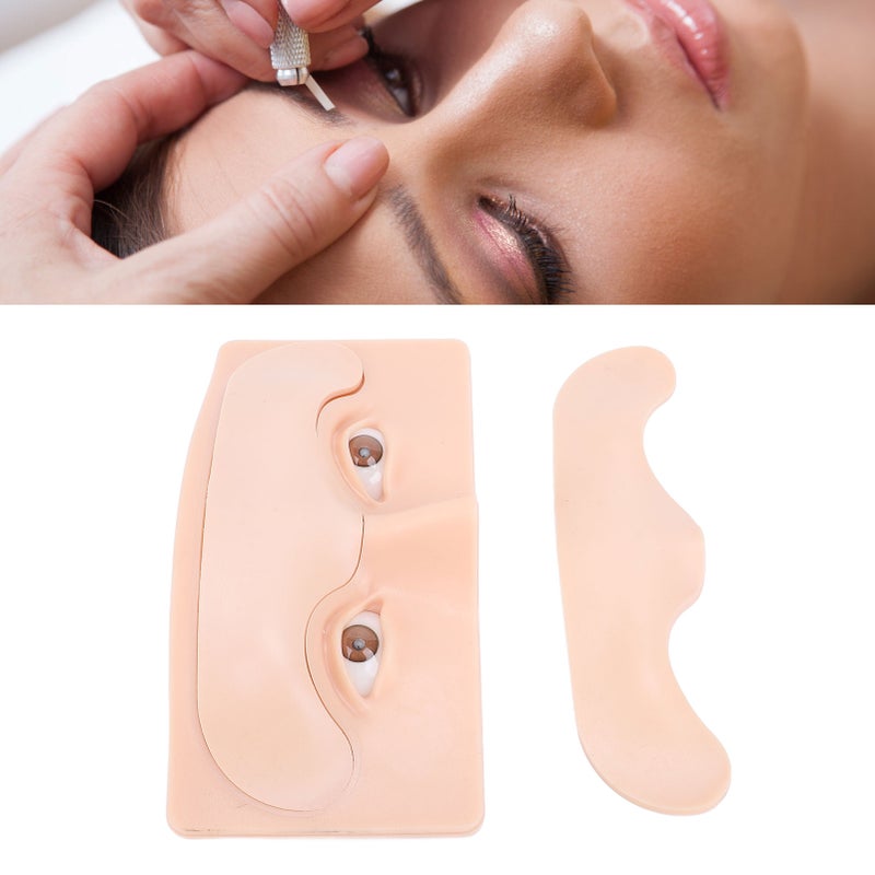 5D Replaceable Eyebrow Tattoo Practice Face Eyeliner Model Permanent Eyebrow Tattoo Makeup Silicone Fake Skin with 20ml Makeup Remover Oil - Image 2