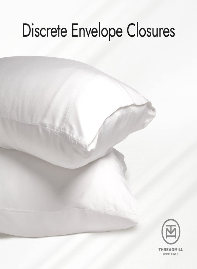 Threadmill Rayon Bamboo Queen Sheet Set - Viscose Bamboo Sheets for Queen Size Bed, 4 Piece Hotel White - Silky Soft, Cool, Lightweight, Breathable - Deep Pocket - Moisture Wicking & Cooling - Image 2