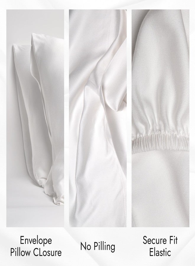 Threadmill Rayon Bamboo Queen Sheet Set - Viscose Bamboo Sheets for Queen Size Bed, 4 Piece Hotel White - Silky Soft, Cool, Lightweight, Breathable - Deep Pocket - Moisture Wicking & Cooling - Image 4