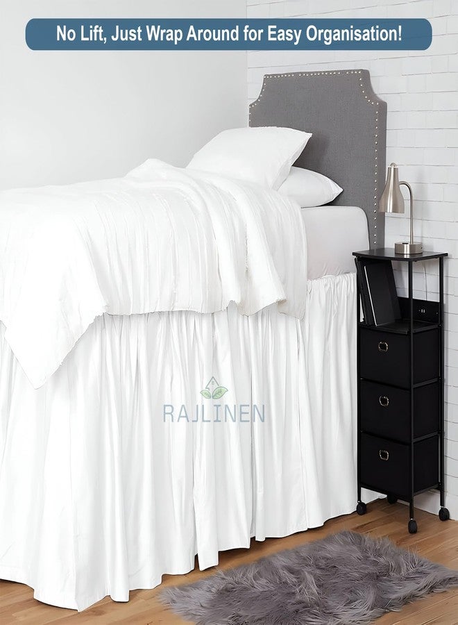 Rajlinen تنورة سرير طويلة جدًا من راجلينين، 36 بوصة، بتصميم أنيق، مصنوعة من المايكروفايبر بنسبة 100%، مقاومة للتجاعيد، سهلة التركيب، قطعة أساسية في مفروشات غرف الطلاب، مثالية للأسرة المرتفعة، مقاس توين إكس إل، لون أبيض - Image 2