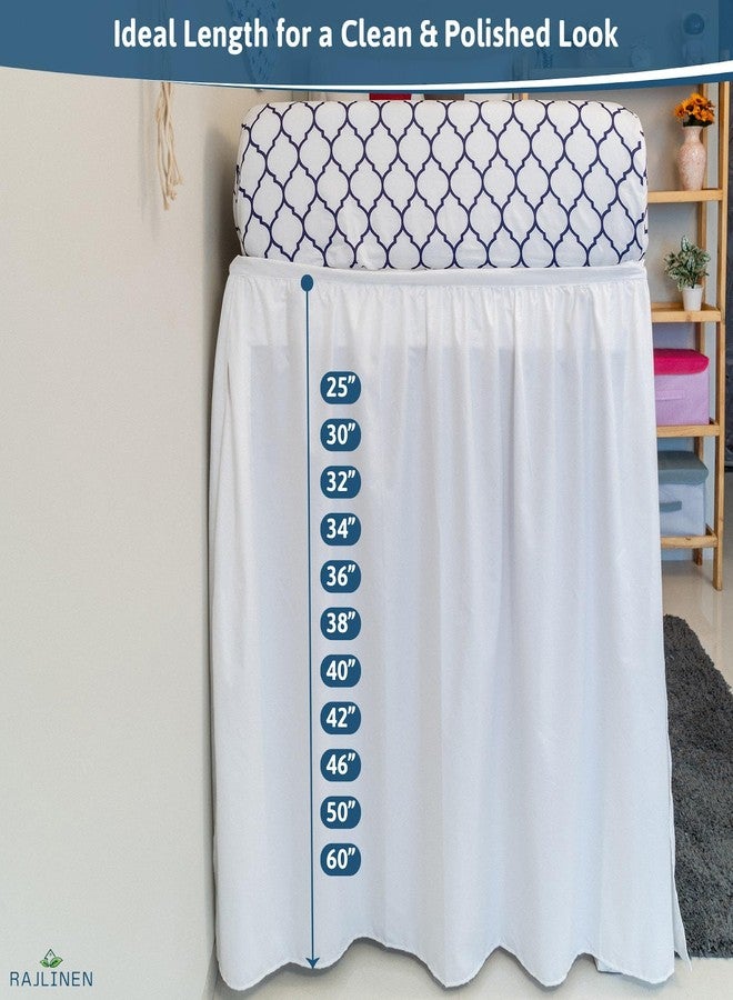 Rajlinen تنورة سرير طويلة جدًا من راجلينين، 36 بوصة، بتصميم أنيق، مصنوعة من المايكروفايبر بنسبة 100%، مقاومة للتجاعيد، سهلة التركيب، قطعة أساسية في مفروشات غرف الطلاب، مثالية للأسرة المرتفعة، مقاس توين إكس إل، لون أبيض - Image 3