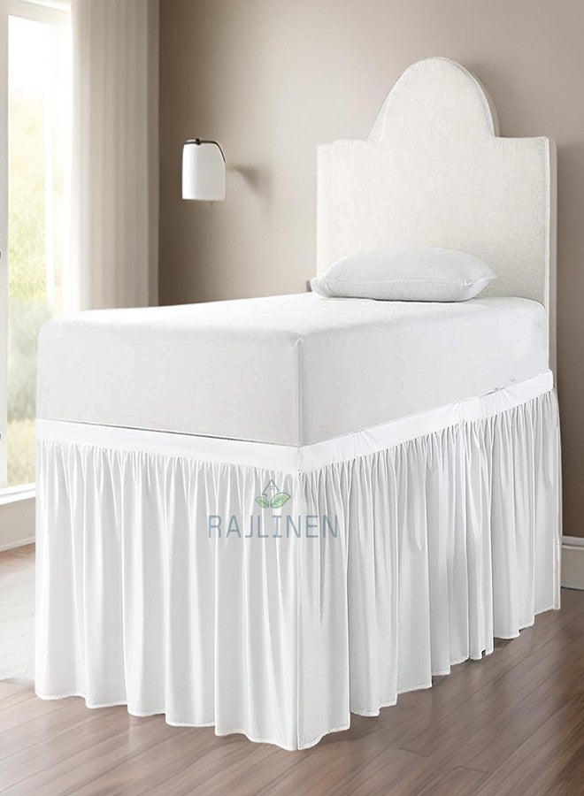 Rajlinen تنورة سرير طويلة جدًا من راجلينين، 36 بوصة، بتصميم أنيق، مصنوعة من المايكروفايبر بنسبة 100%، مقاومة للتجاعيد، سهلة التركيب، قطعة أساسية في مفروشات غرف الطلاب، مثالية للأسرة المرتفعة، مقاس توين إكس إل، لون أبيض - Image 1