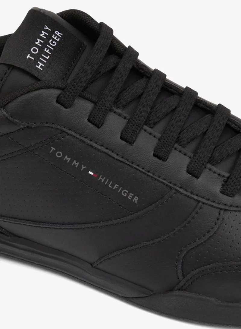 Tommy Hilfiger Black Contrast Heel Sneakers With Leather for Men | Best Price UAE