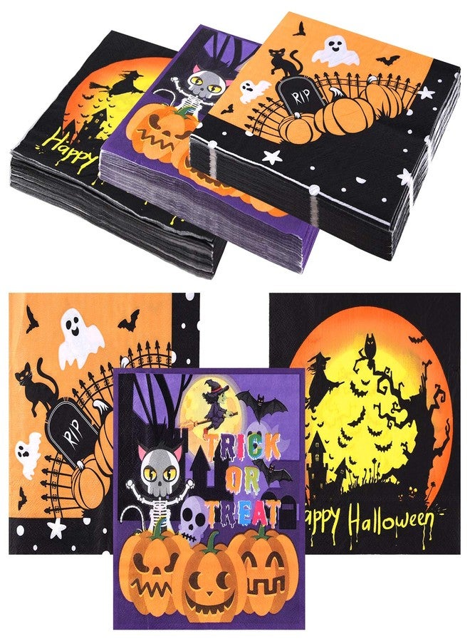 ASTARON 60 Pack Halloween Napkins 13"× 13", Disposable Paper Cocktail Napkins for Halloween Table Decorations Party Supplies - Image 1