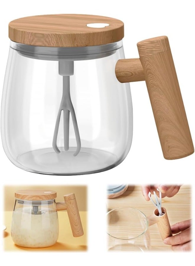 كوب خلط زجاجي محمول، خلاط صغير قائم 400 مل، قهوة، ذاتي التحريك لمسحوق القهوة ومسحوق الحليب ودقيق الشوفان البروتين - Image 1