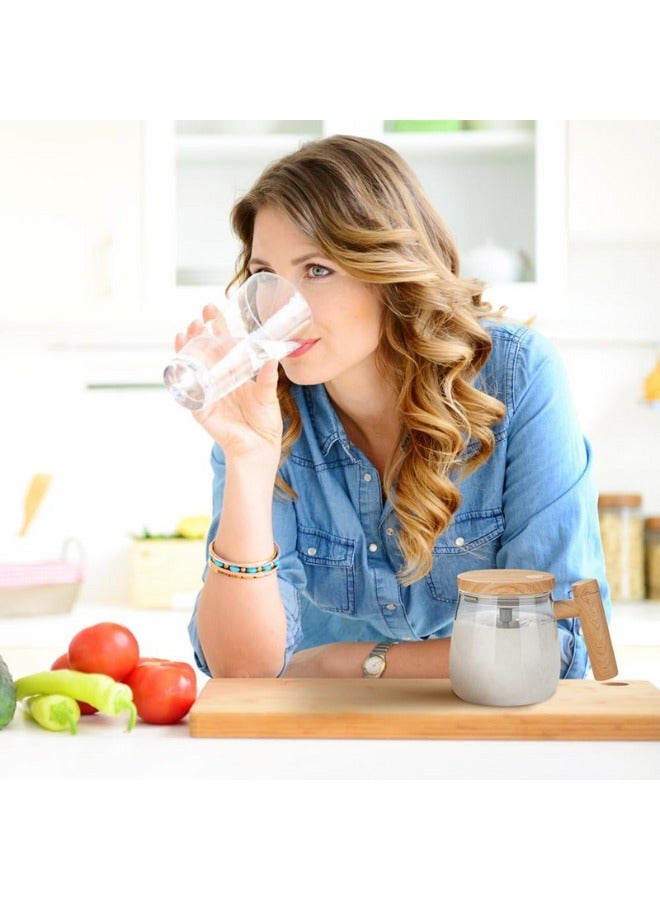 كوب خلط زجاجي محمول، خلاط صغير قائم 400 مل، قهوة، ذاتي التحريك لمسحوق القهوة ومسحوق الحليب ودقيق الشوفان البروتين - Image 2