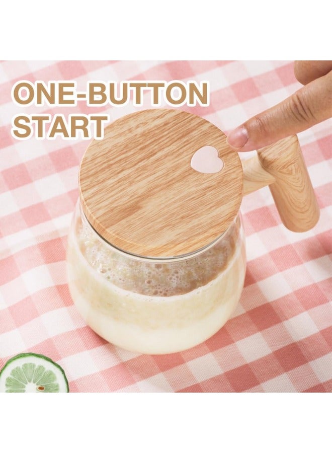 كوب خلط زجاجي محمول، خلاط صغير قائم 400 مل، قهوة، ذاتي التحريك لمسحوق القهوة ومسحوق الحليب ودقيق الشوفان البروتين - Image 5