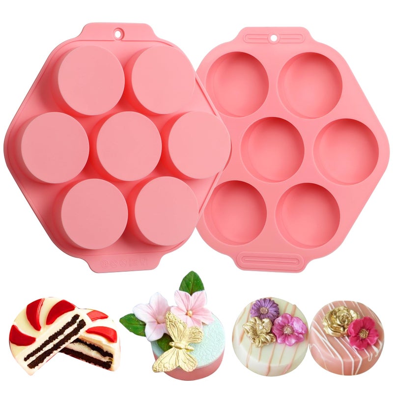 Sidosir 2Pcs Oreo Cookie Chocolate Silicone Mold, 7-Cavity Round Cylinder Oreo Chocolate Cover Molds for Candy, Silicone Baking Molds for Mini Cakes, Jelly - Image 1