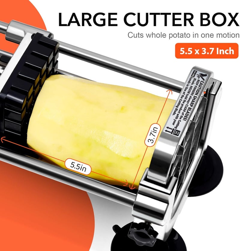 Befano French Fry Cutter, Stainless Steel Potato Cutter with 1/2 Inch, 3/8 Inch and 1/4 Inch Blades (Manual Cutter, 1/2 '' & 3/8 '' & 1/4 '' Blade) - Image 4