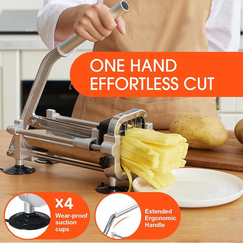 Befano French Fry Cutter, Stainless Steel Potato Cutter with 1/2 Inch, 3/8 Inch and 1/4 Inch Blades (Manual Cutter, 1/2 '' & 3/8 '' & 1/4 '' Blade) - Image 2