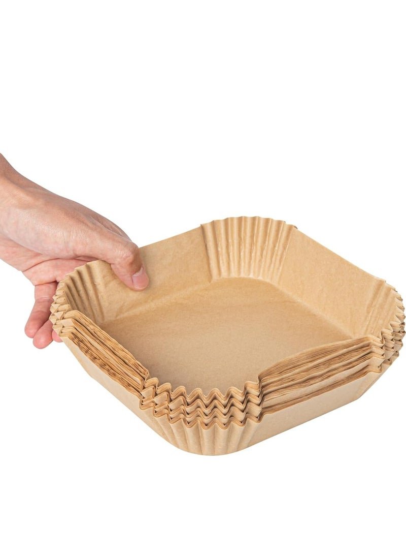 Bukela 6.3 x 6.3 x 1.8 Inch Air Fryer Liners, 100 Square Air Fryer Baskets - No-Stick Silicone Coating, Unbleached, Food-Grade Paper Liners, For Steamer, Microwave, Oven, Fry Pan  - Image 1