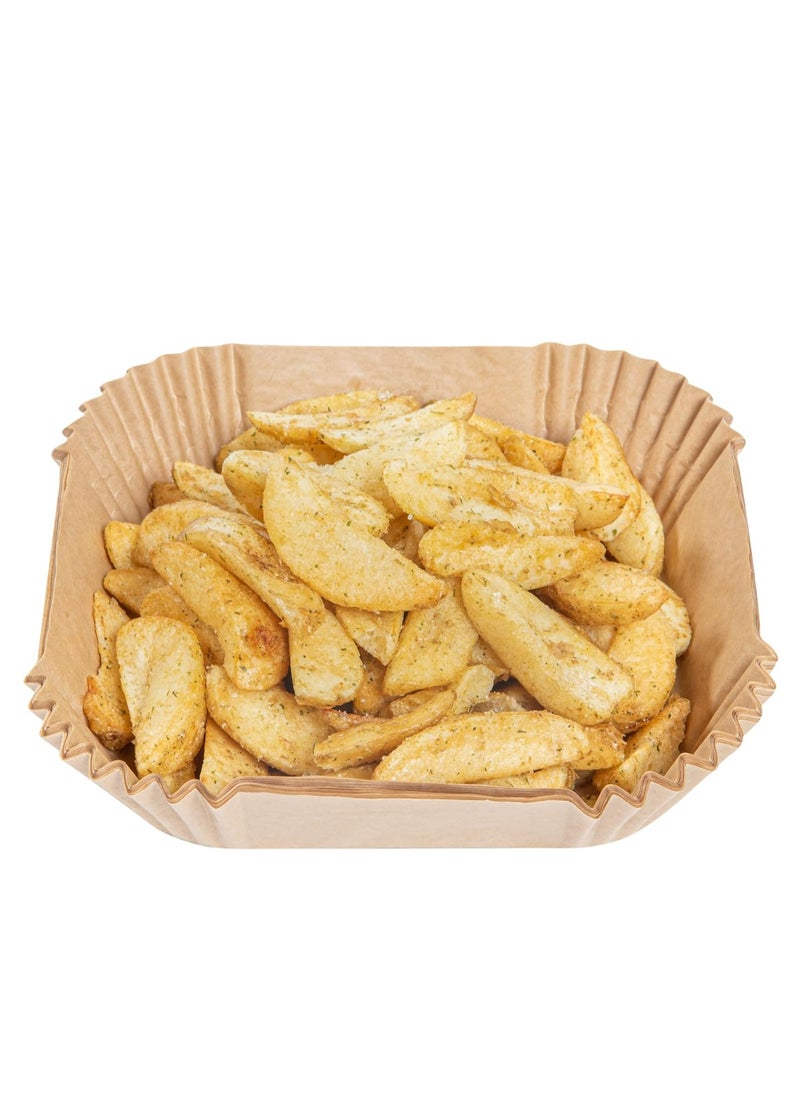Bukela 6.3 x 6.3 x 1.8 Inch Air Fryer Liners, 100 Square Air Fryer Baskets - No-Stick Silicone Coating, Unbleached, Food-Grade Paper Liners, For Steamer, Microwave, Oven, Fry Pan  - Image 2