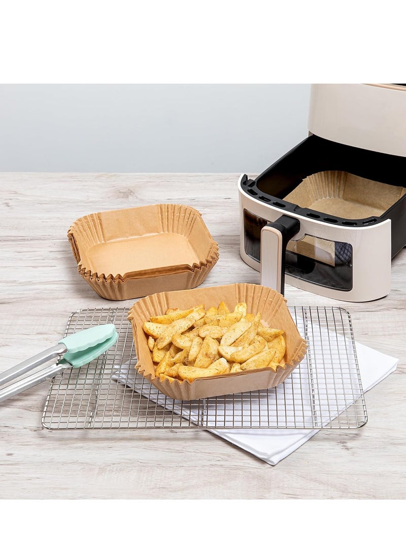 Bukela 6.3 x 6.3 x 1.8 Inch Air Fryer Liners, 100 Square Air Fryer Baskets - No-Stick Silicone Coating, Unbleached, Food-Grade Paper Liners, For Steamer, Microwave, Oven, Fry Pan  - Image 4