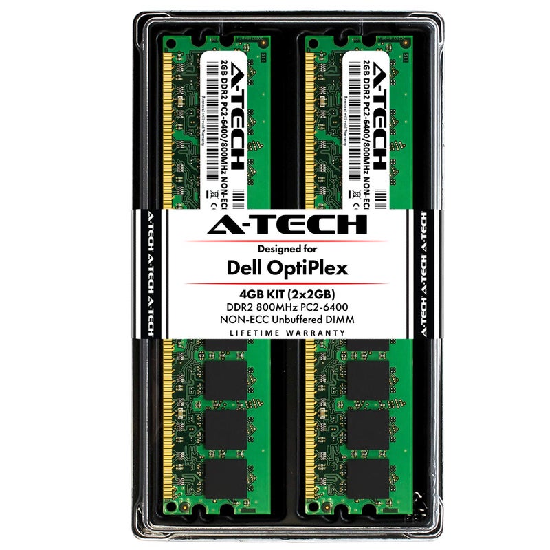 A-Tech 4GB (2 x 2GB) Memory RAM Kit for Dell OptiPlex 960, 760, 755, 745, 740, 360, 330, 160, (MT, DT, SFF, USFF) - DDR2 800MHz PC2-6400 Non-ECC DIMM Modules - Image 4