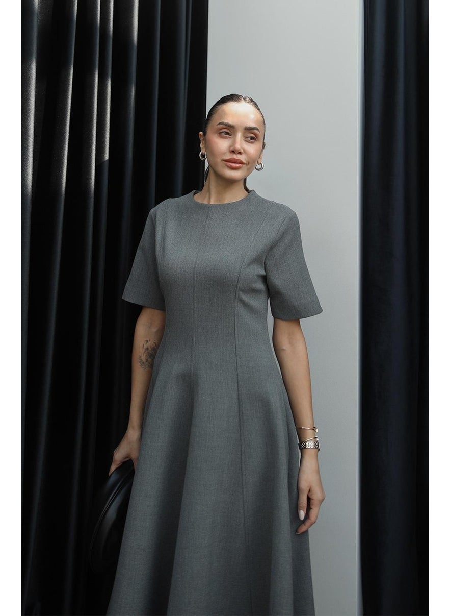 Havoş Gray Maxi Flounce Dress  - Image 5