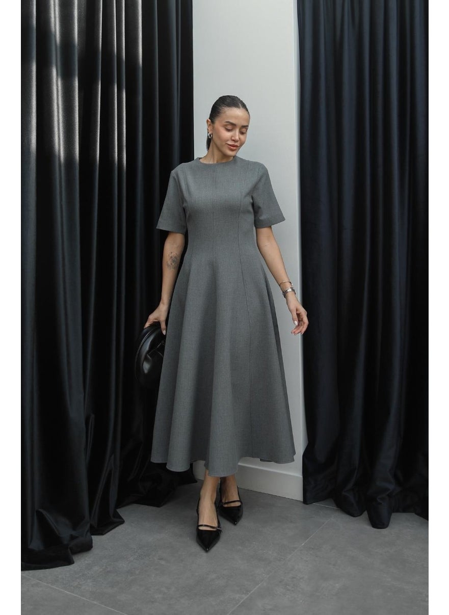 Havoş Gray Maxi Flounce Dress  - Image 4