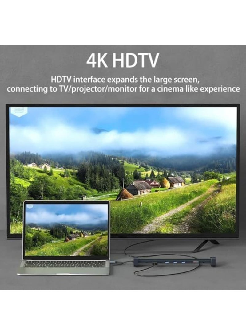 SYOSI USB C Hub Multiport Adapter, 10-in-1 Docking Station with 4K HDMI, USB-C, 3 USB 3.0 Ports, SD/TF Card Reader, Audio, 100W PD, RJ45 Ethernet, Compatible with MacBook Pro/Air, Dell, HP, Lenovo (Black) - Image 4