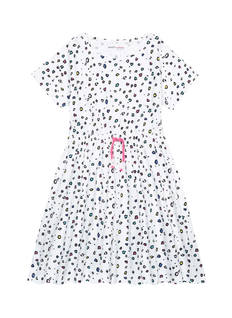 MINOTI Kids Printed dress with a tied waist