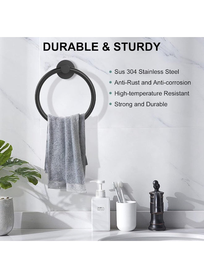 SetSail SetSail Towel Holder for Bathroom Wall Matte Black Ring 304 Stainless Steel Heavy Duty Hand Towel Hanger for Bath, Kitchen, 2 Pack  - Image 2