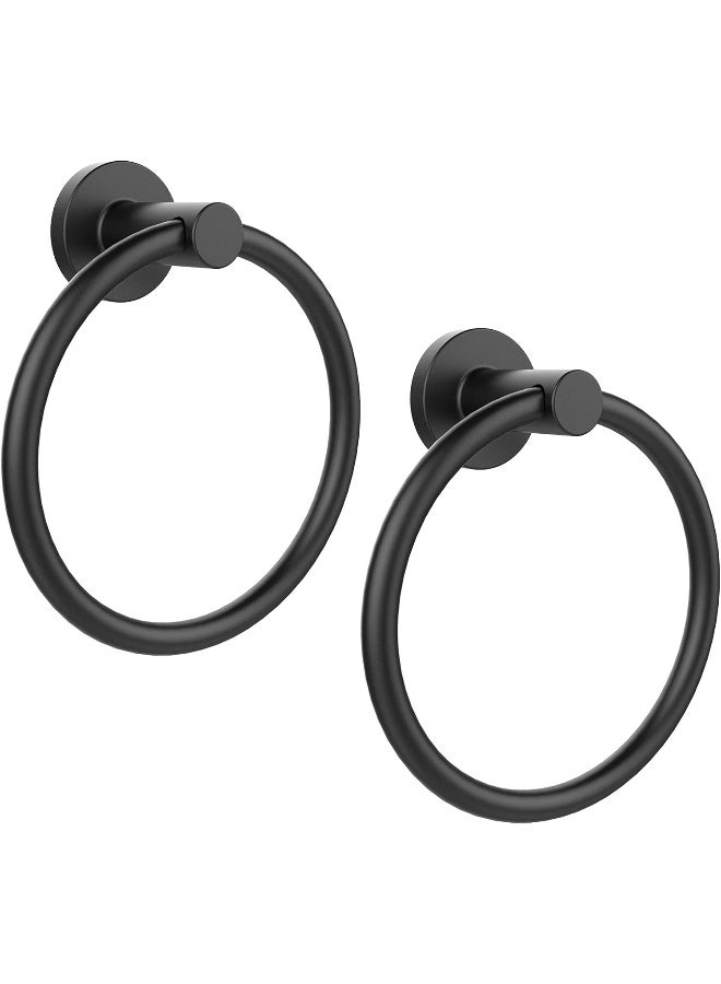 SetSail SetSail Towel Holder for Bathroom Wall Matte Black Ring 304 Stainless Steel Heavy Duty Hand Towel Hanger for Bath, Kitchen, 2 Pack  - Image 1