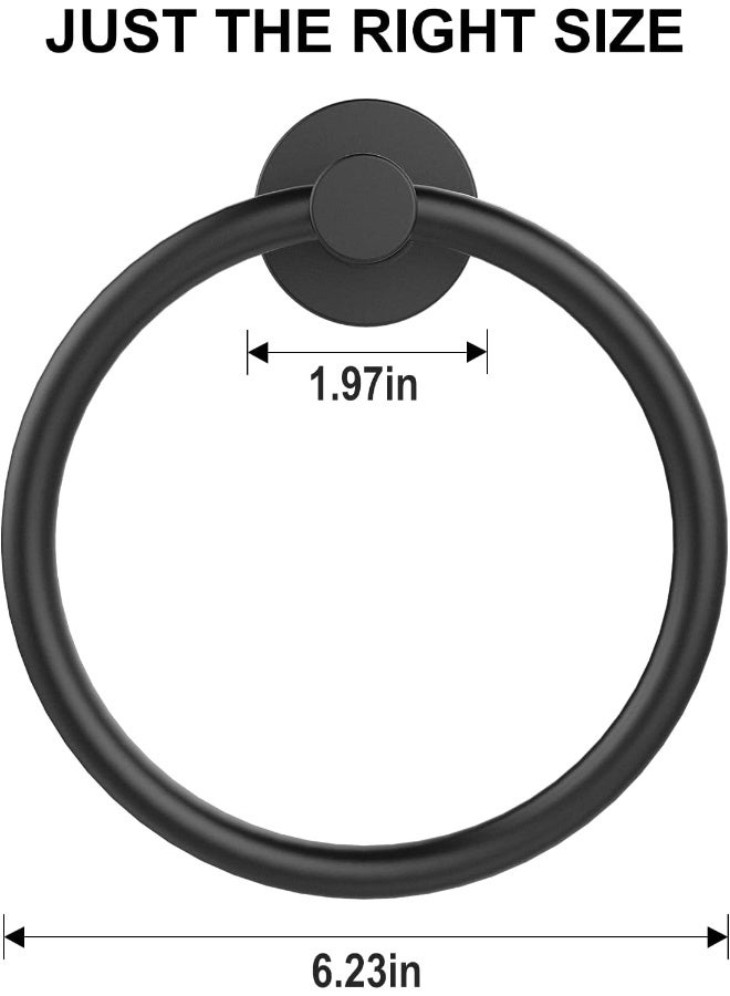 SetSail SetSail Towel Holder for Bathroom Wall Matte Black Ring 304 Stainless Steel Heavy Duty Hand Towel Hanger for Bath, Kitchen, 2 Pack  - Image 5