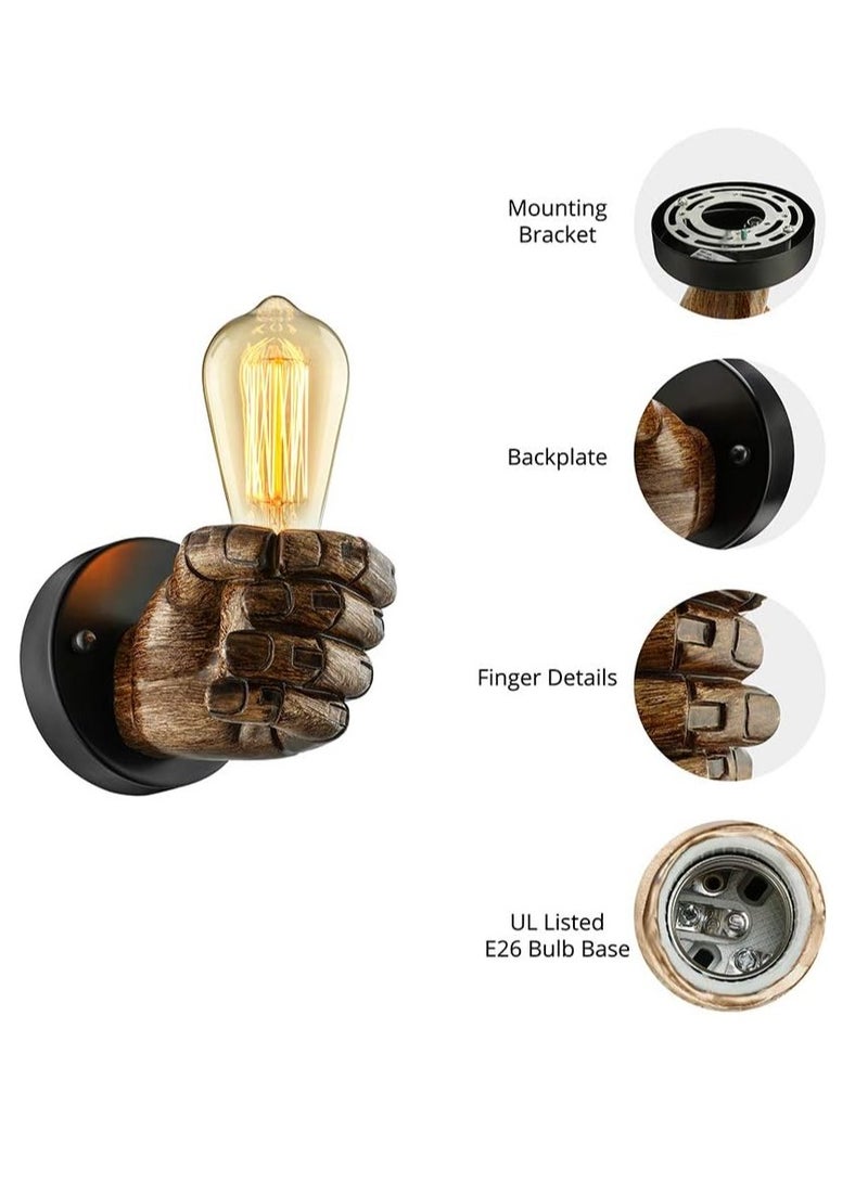 عام خمر النمط الصناعي الراتنج قبضة اليسار واليمين الجدار مصباح بار مقهى الديكور العتيقة مصباح الجدار - Image 5