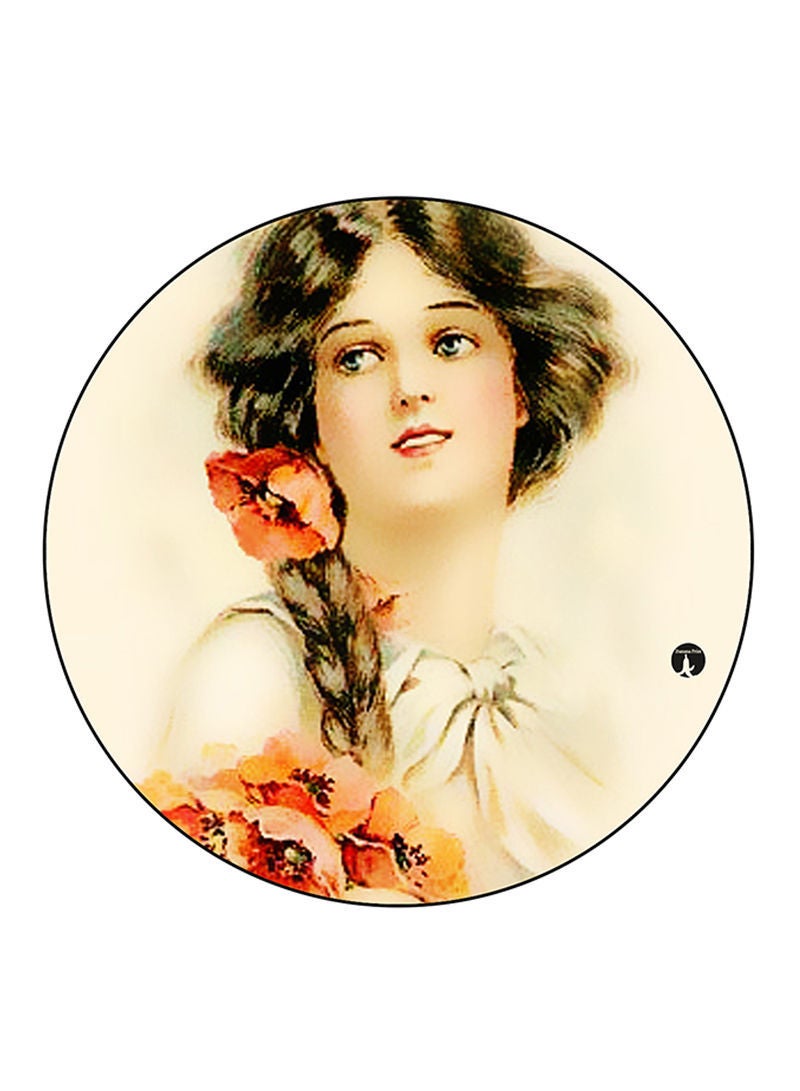 RKN Vintage Art Printed Mouse Pad Round  Multicolour